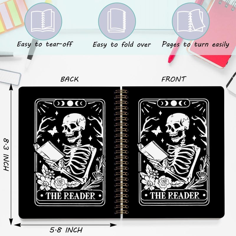 CQM 2 Packs the Reader Goth Tarot Spiral Notebook Gothic Tarot Cards Notebook Journal Gifts for Women Teacher Friend Teens College Ruled Journals for Writing Journaling Notebooks Office Classroom Supplies - Image 2